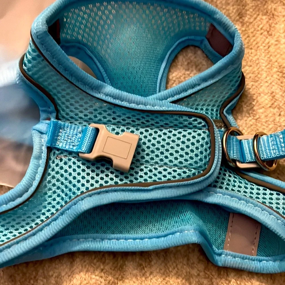 NWT Light Blue Reflective Double Secure Harness & Leash Set